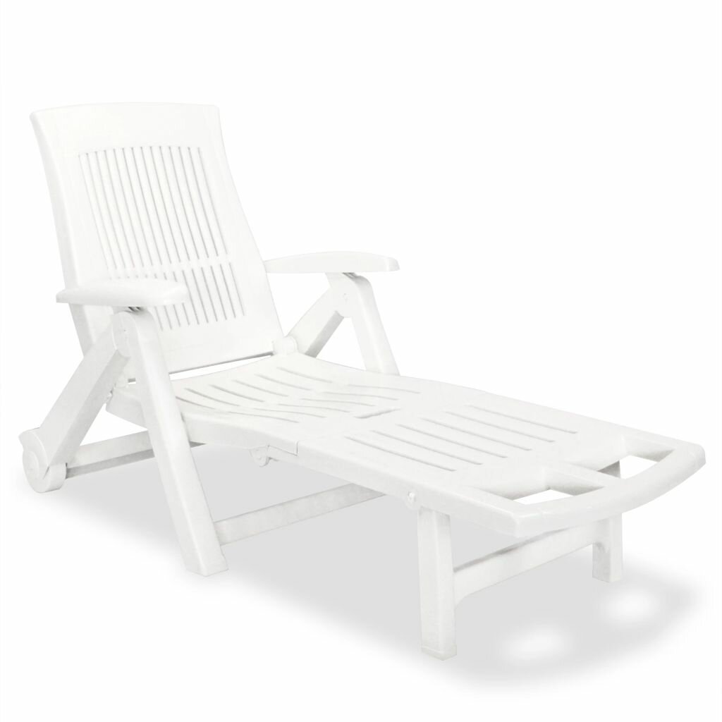 Image of Sun Lounger with Footrest Plastic White