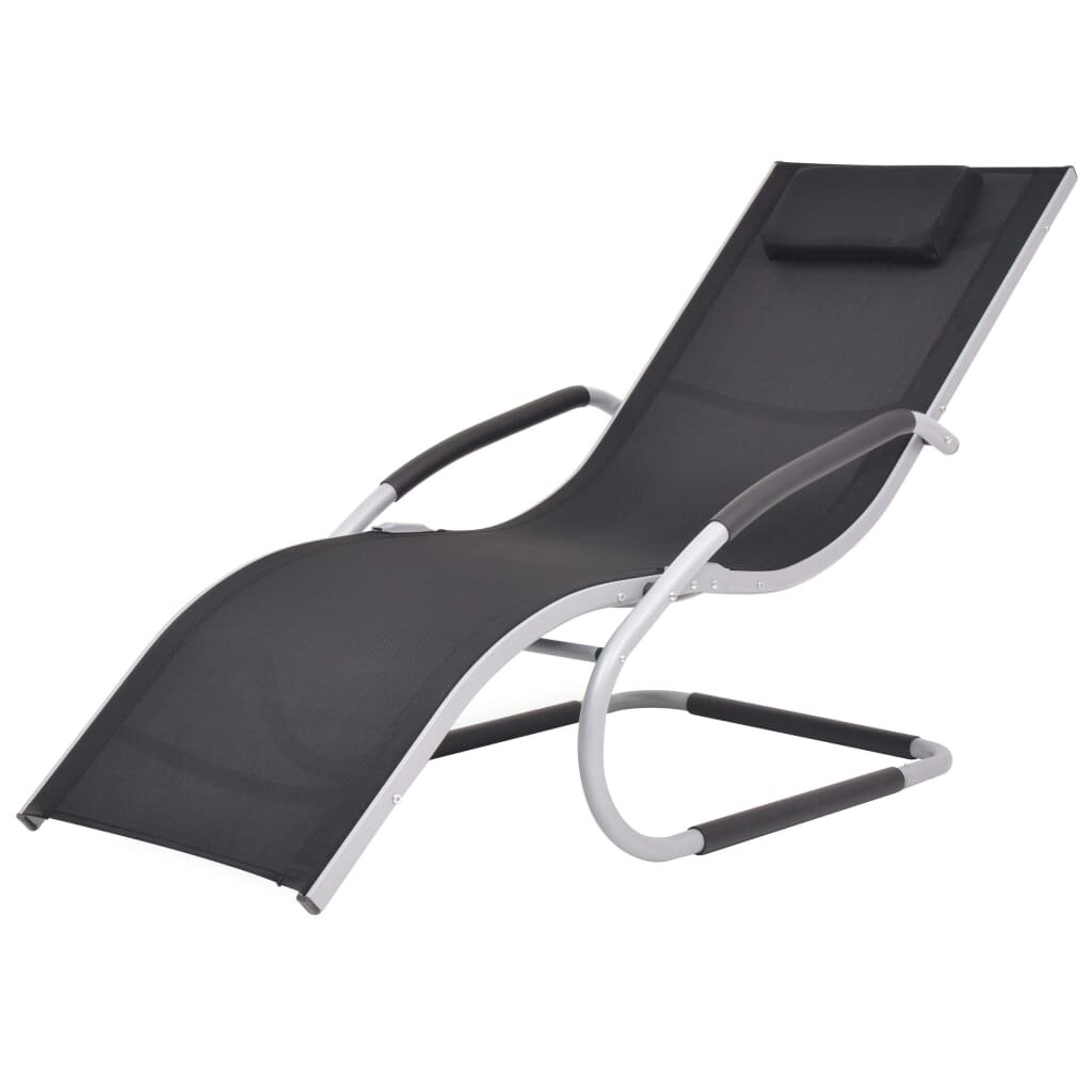 Image of Sun Lounger with Pillow Aluminum and Textilene Black