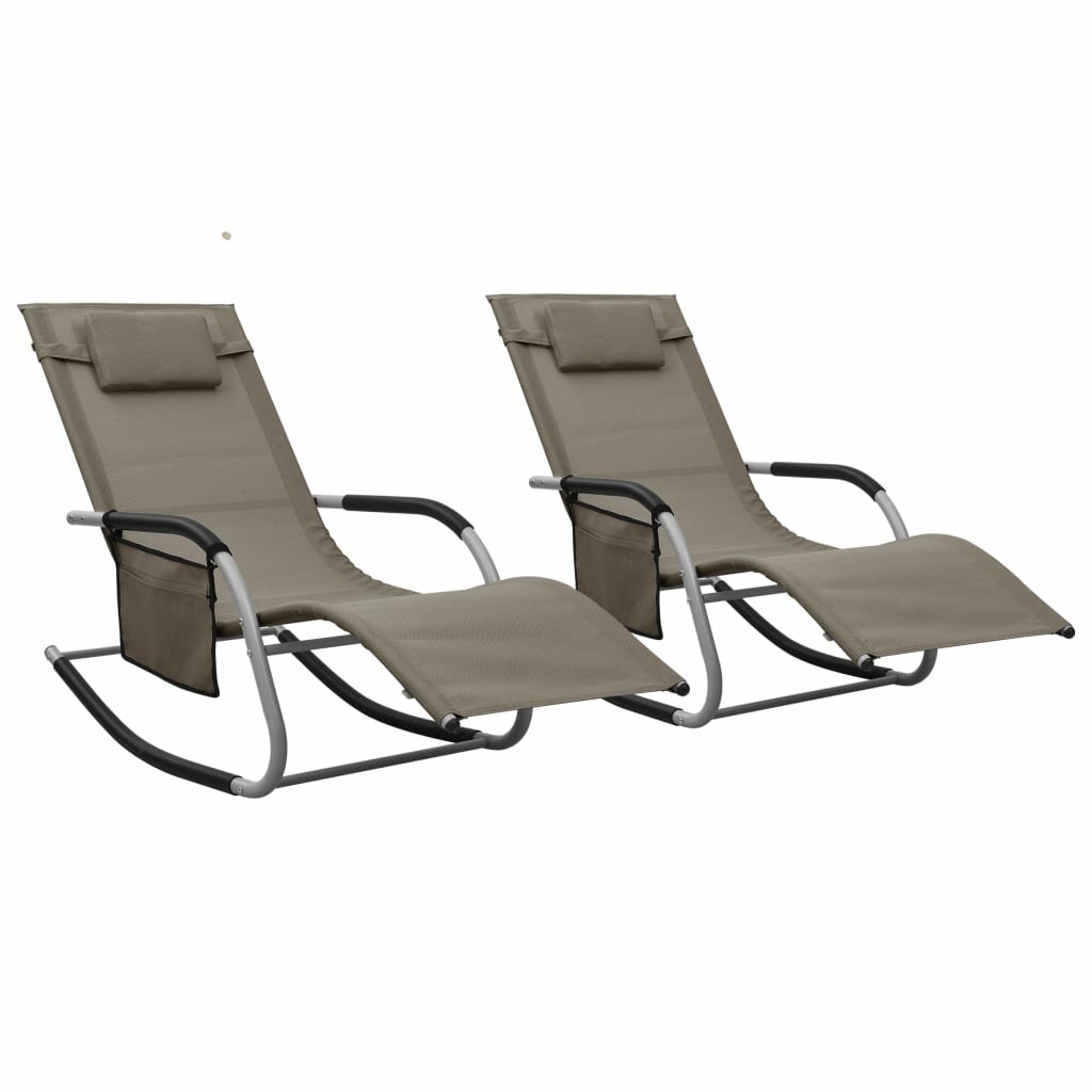Image of Sun Loungers 2 pcs Textilene Taupe and Gray