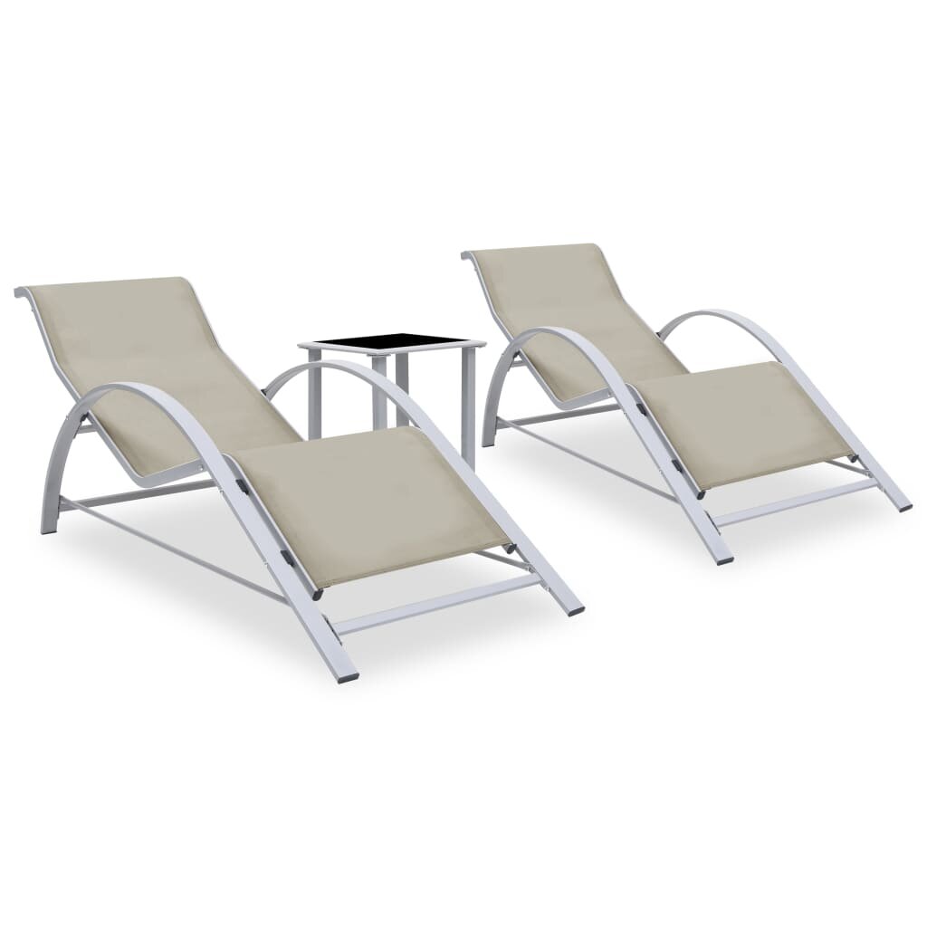Image of Sun Loungers 2 pcs with Table Aluminum Cream