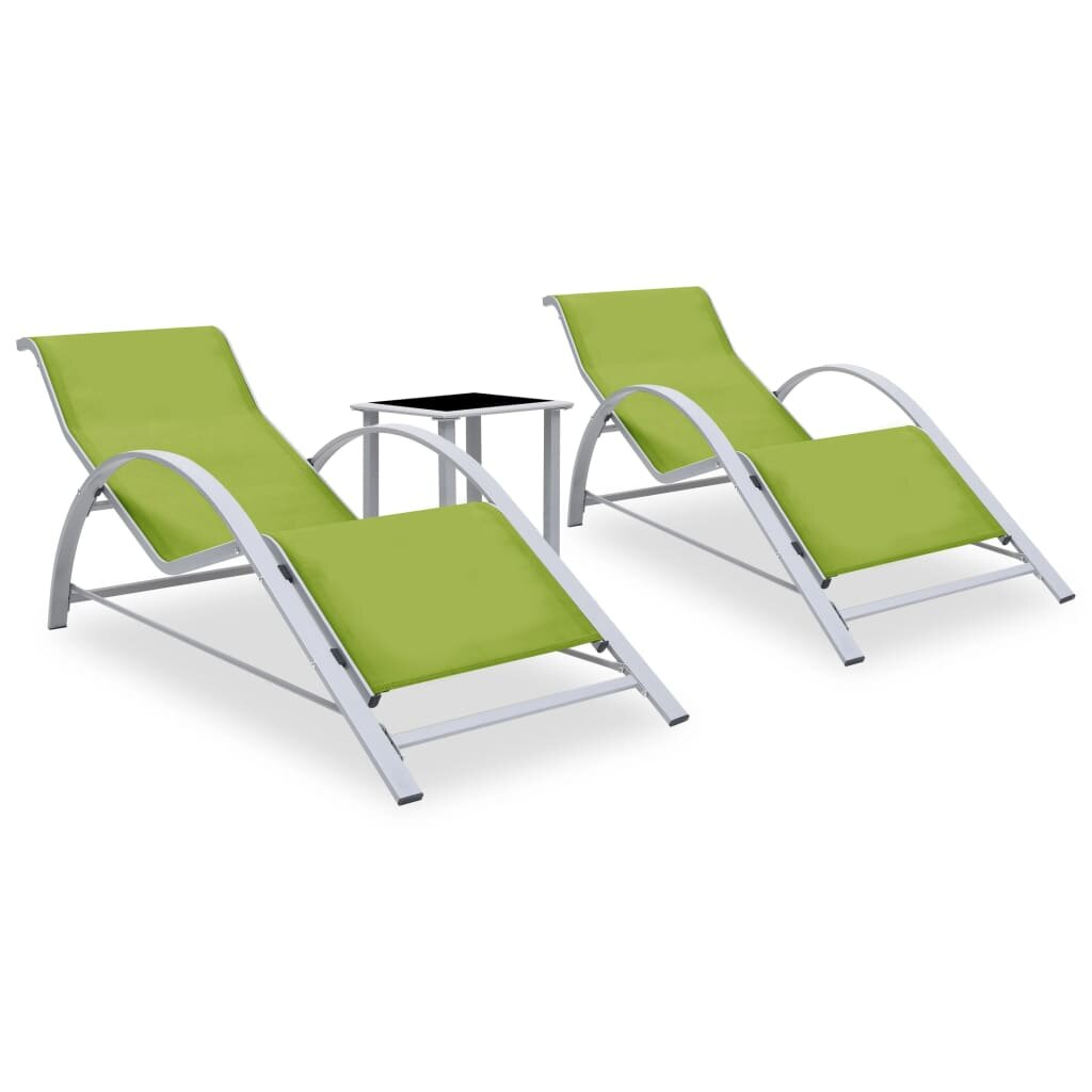 Image of Sun Loungers 2 pcs with Table Aluminum Green