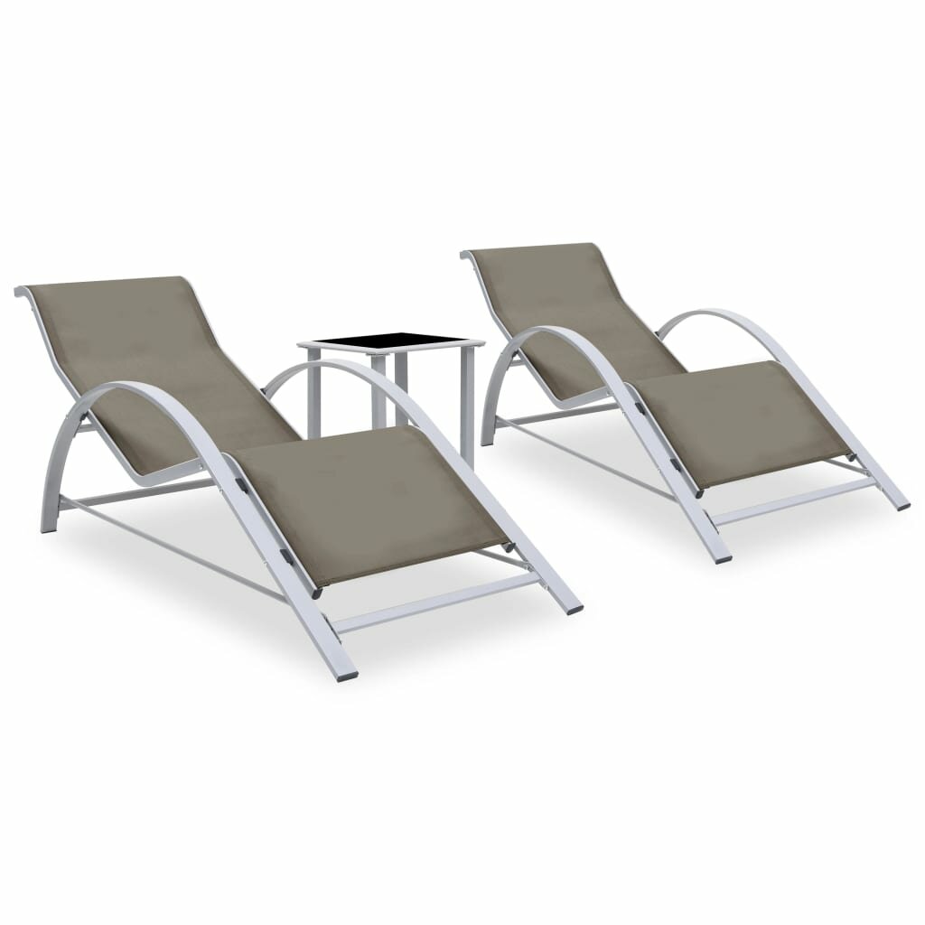 Image of Sun Loungers 2 pcs with Table Aluminum Taupe