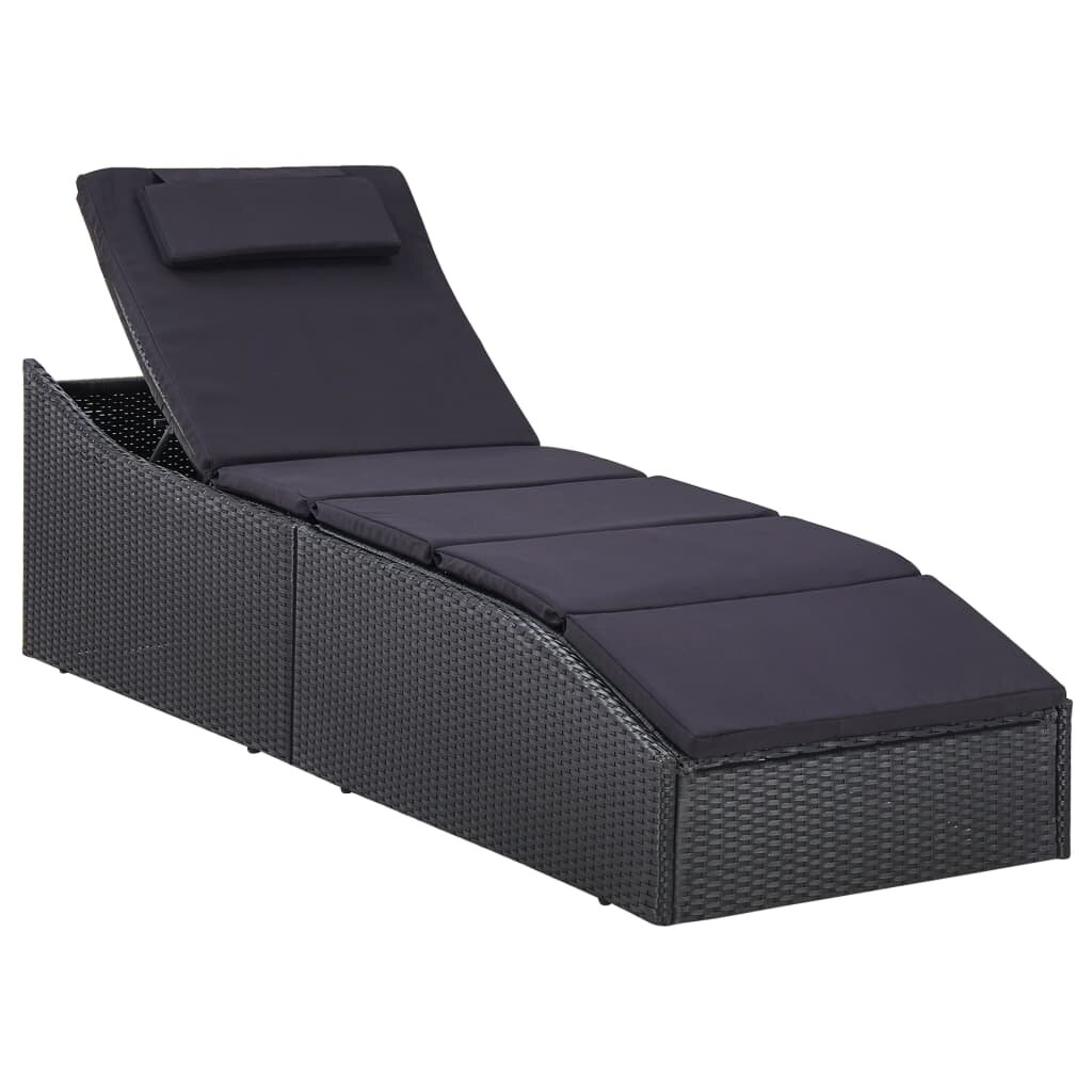 Image of Sunbed with Cushion Poly Rattan Black