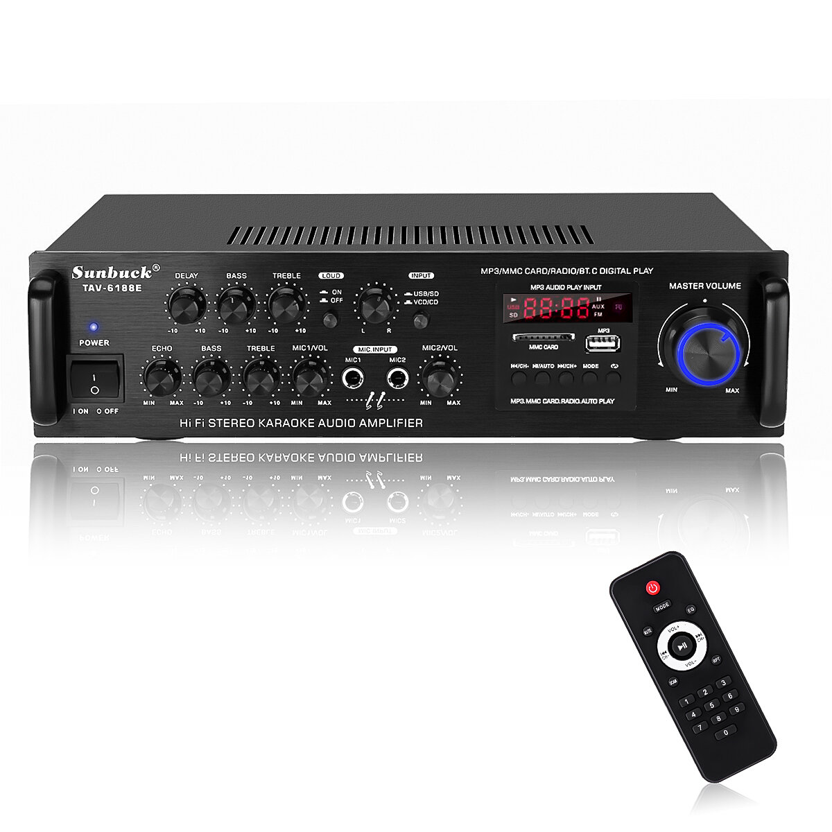 Image of Sunbuck TAV-6188E 2000W bluetooth50 Audio Amplifier Stereo Home Theater AMP Car Home 2CH AUX USB FM SD