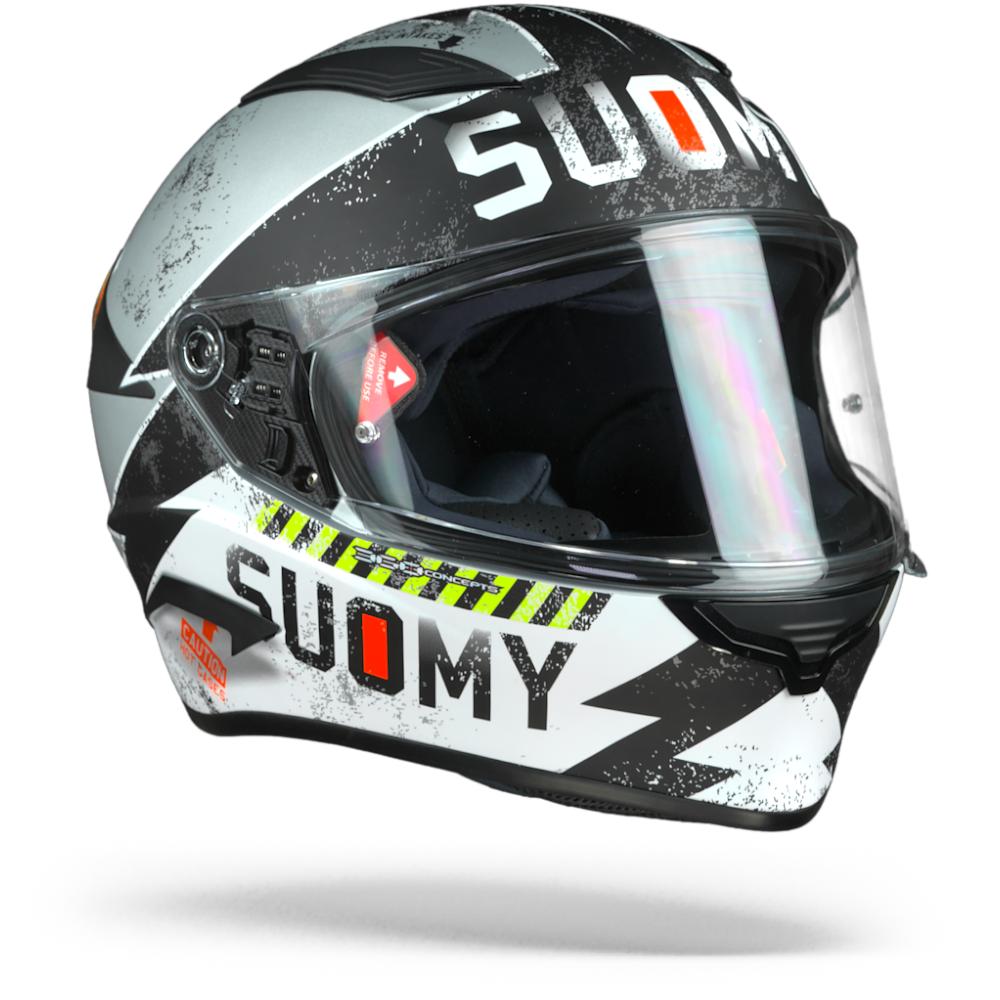 Image of Suomy Speedstar Propeller Matt Silver Black Full Face Helmet Size S ID 8020838331505