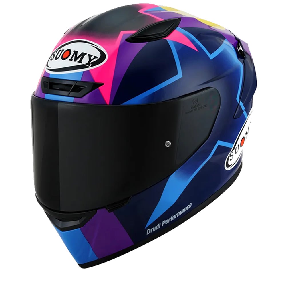 Image of Suomy Track 1 Bastianini Replica ECE 2206 Blue Purple Full Face Helmet Size 2XL ID 8020838353675