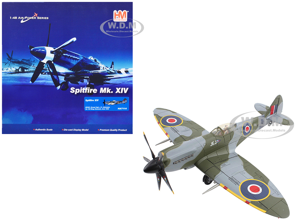 Image of Supermarine Spitfire XIV Fighter Aircraft "Group Capt J E Johnsson No 125 Wing Denmark" (1945) Royal Air Force "Air Power Series" 1/48 Diecast Mod
