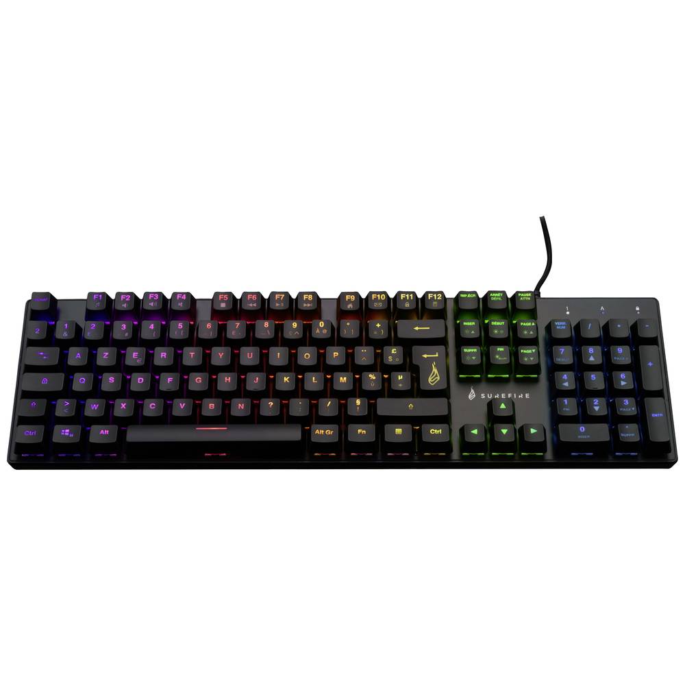 Image of Surefire Gaming KingPin M2 Corded USB Gaming keyboard French AZERTY Black Backlit Multimedia buttons