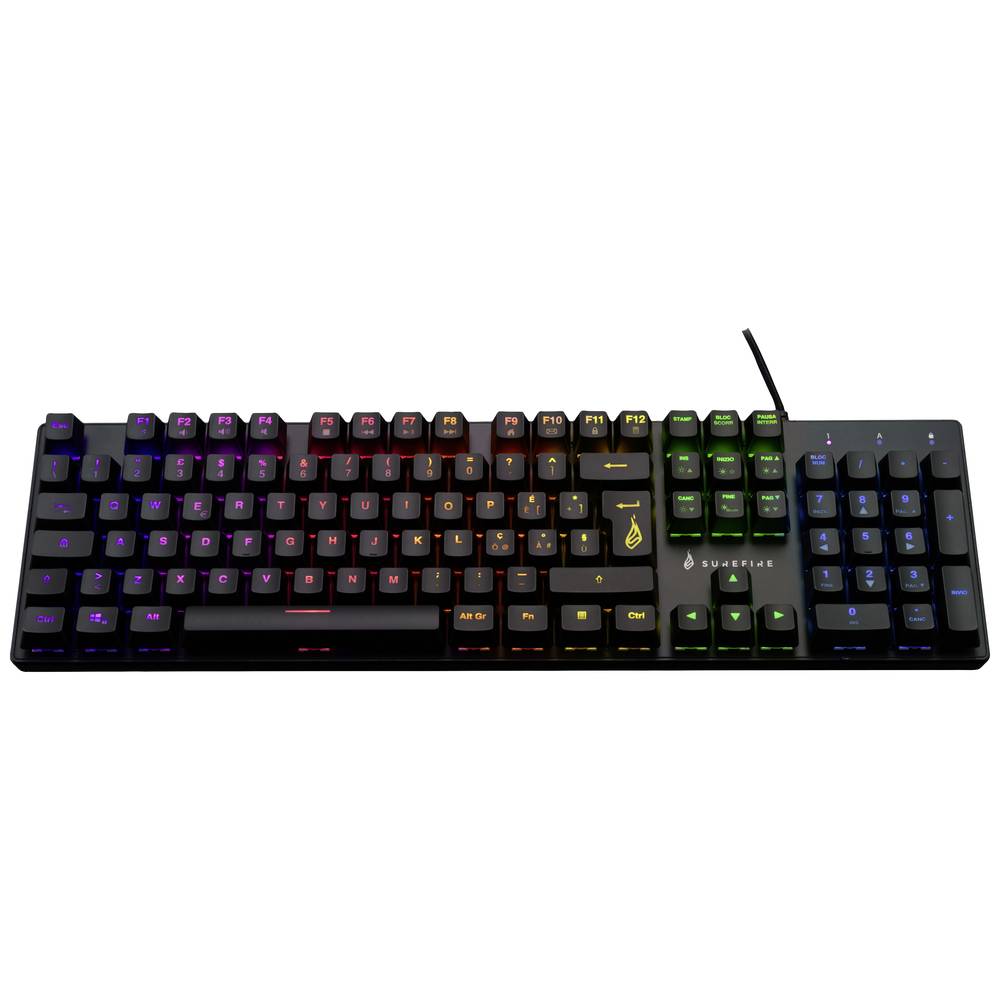 Image of Surefire Gaming KingPin M2 Corded USB Gaming keyboard Italian QWERTZ Black Backlit Multimedia buttons