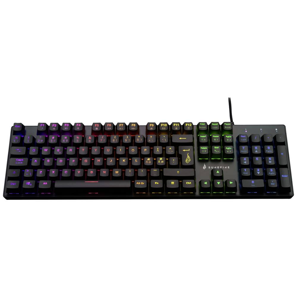 Image of Surefire Gaming KingPin M2 Corded USB Gaming keyboard Scandinavian QWERTY Black Backlit Multimedia buttons