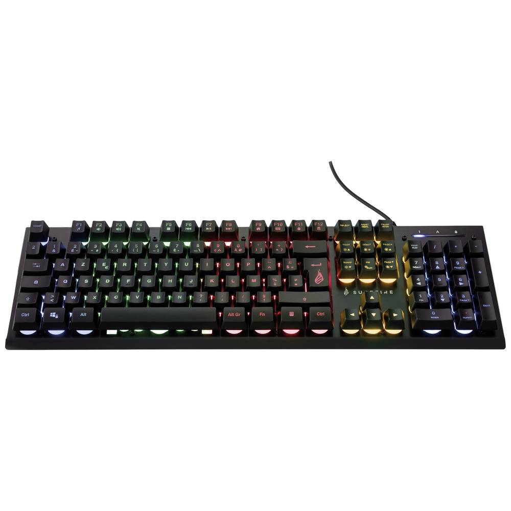 Image of Surefire Gaming KingPin X2 Corded USB Gaming keyboard French AZERTY Black Backlit Multimedia buttons