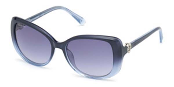 Image of Swarovski SK0219 90W 55 Lunettes De Soleil Femme Bleues FR