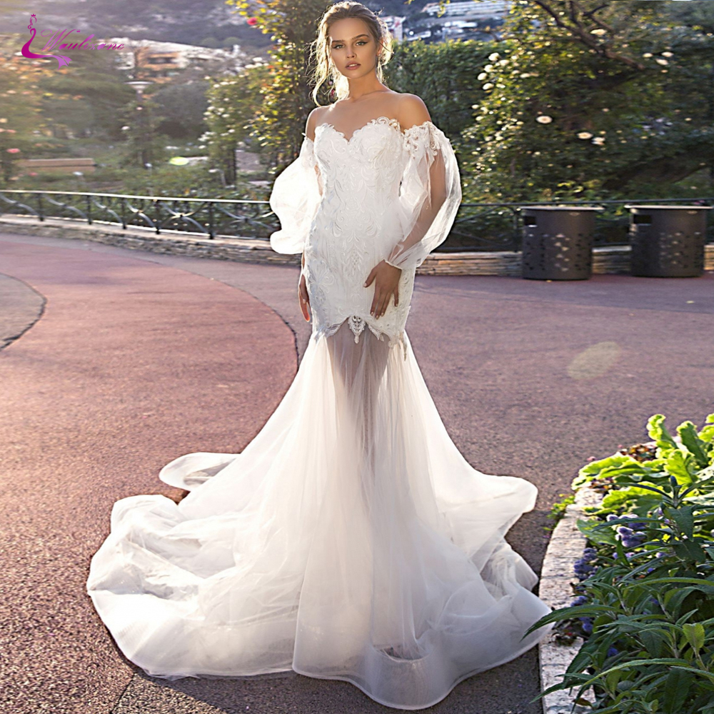 Image of Sweetheart Neckline Of Mermaid Wedding Dress With Skin Top Tulle Symmetrical Perspective Skirt Gown