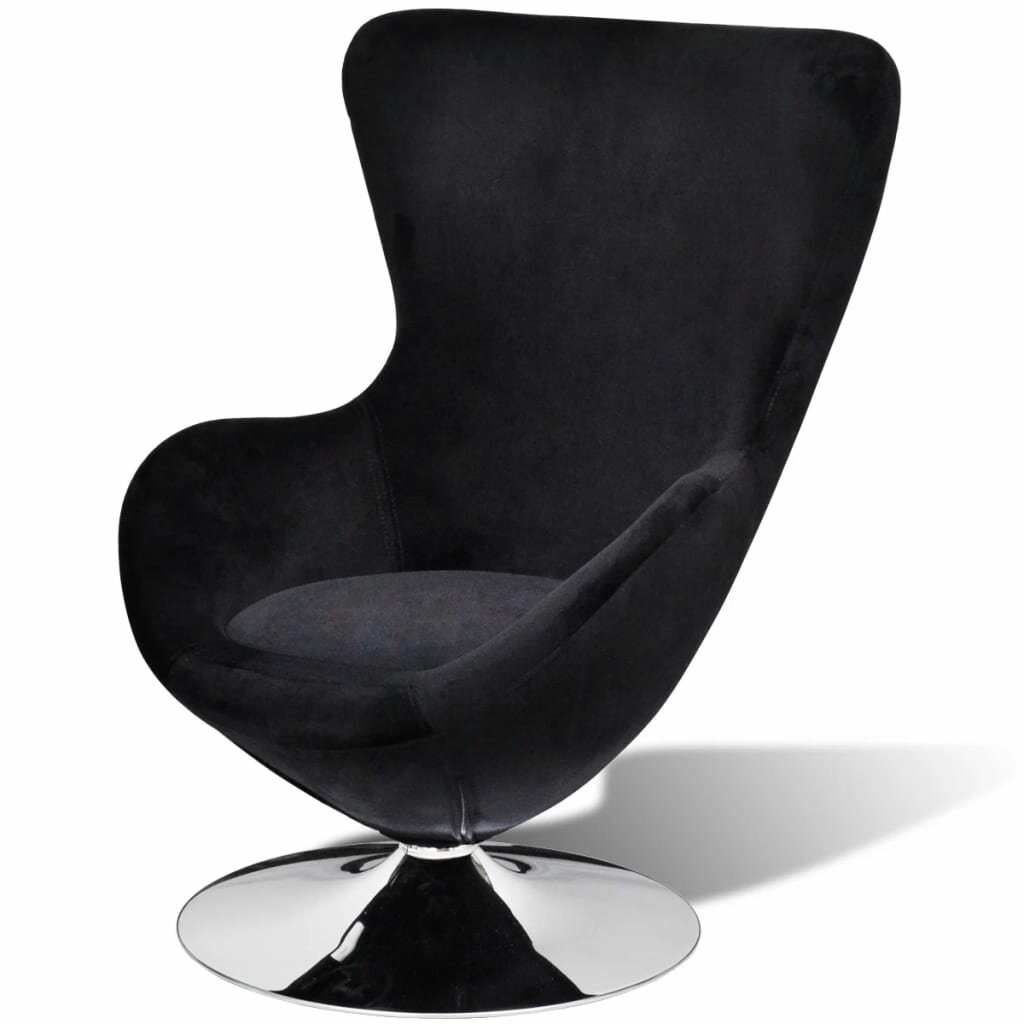 Image of Swivel Egg Chair with Cushion Black Velvet