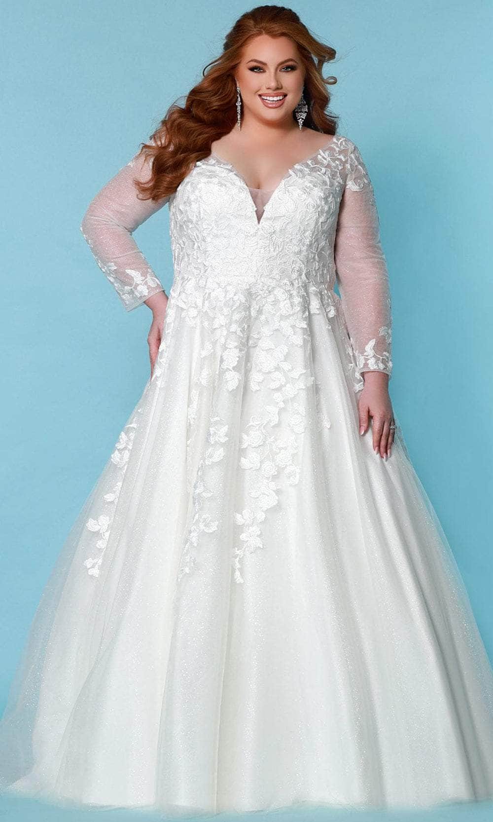 Image of Sydney's Closet Bridal - SC5267 Embroidered Glitter Bridal Gown