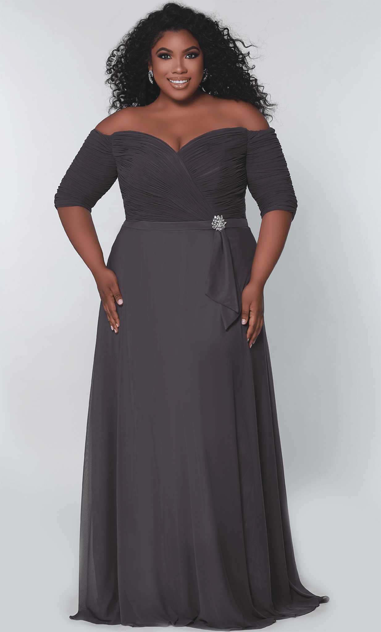 Image of Sydney's Closet CE2009 - Ruched Off Shoulder Evening Gown