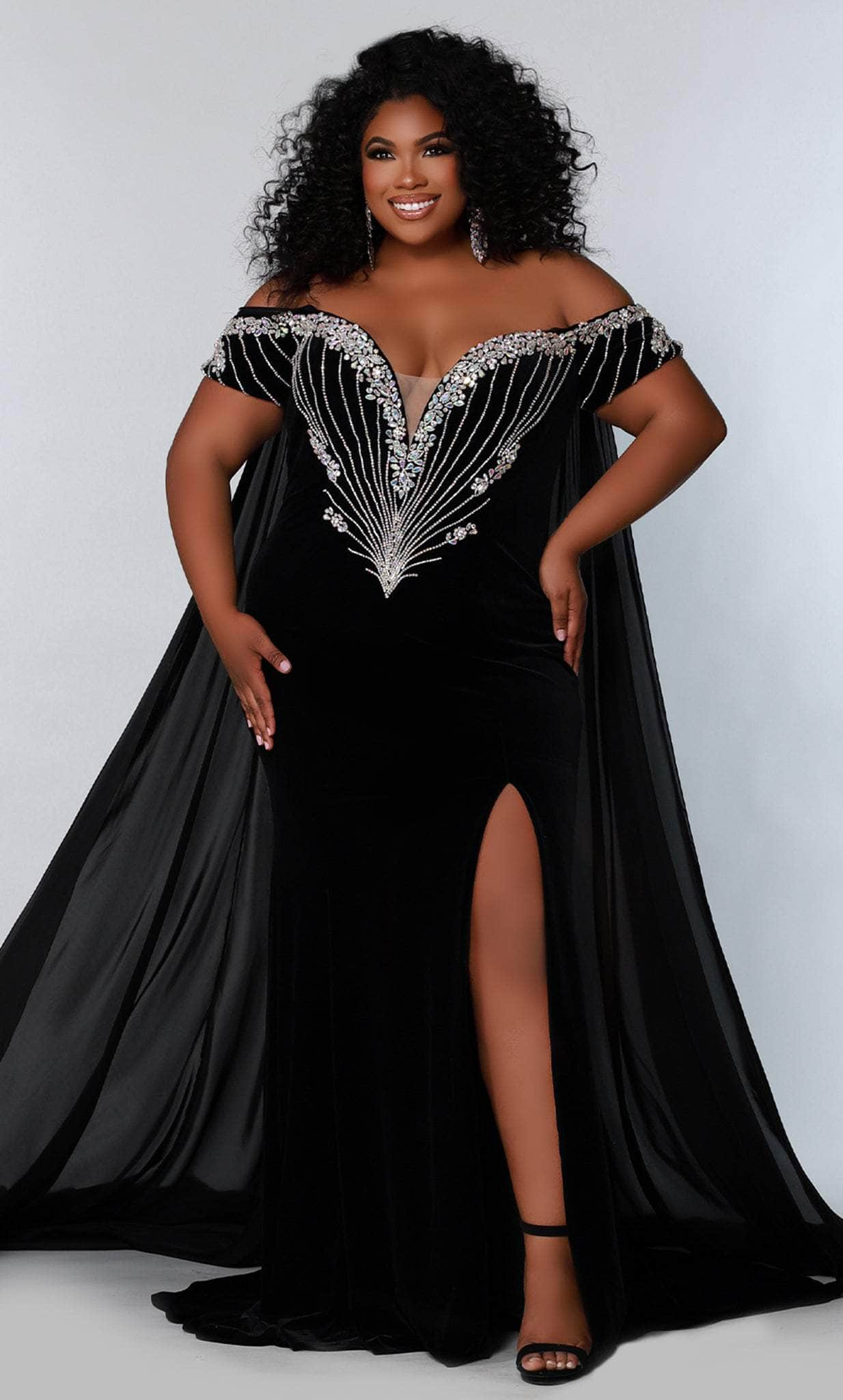 Image of Sydney's Closet - JK2202 Plunging V-neck Evening Gown