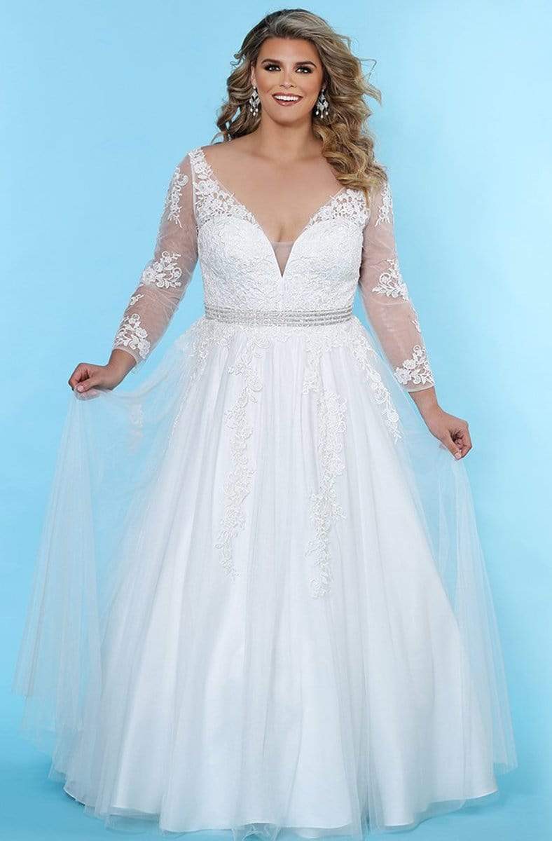 Image of Sydney's Closet - SC5234 Long Sleeve Lace Embroidered Bridal Gown
