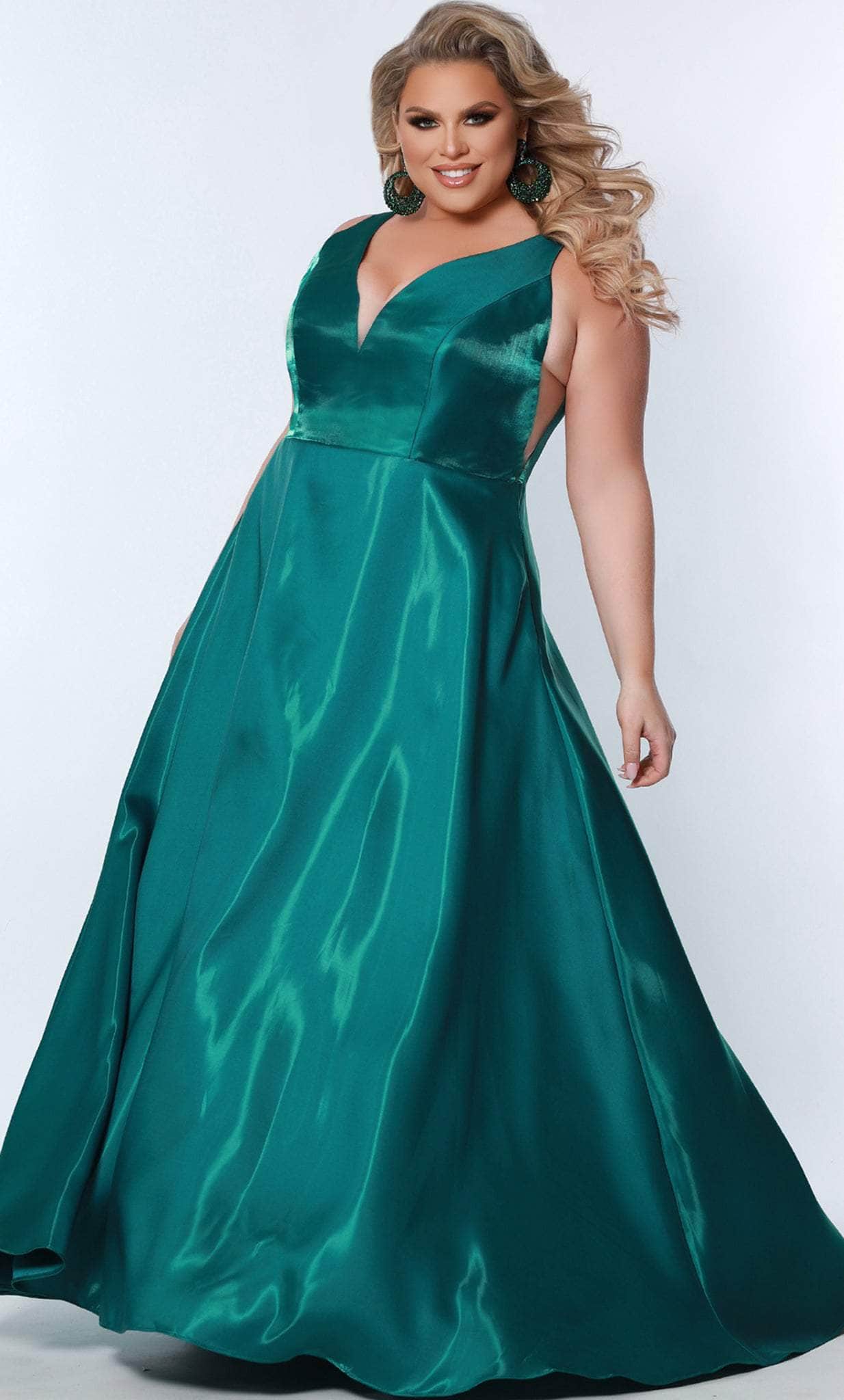 Image of Sydney's Closet SC7356 - V-Neck Bow Accent Formal Gown