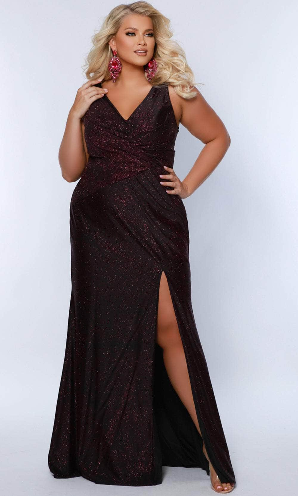 Image of Sydney's Closet SC7376 - Sparkling V-Neck Evening Gown