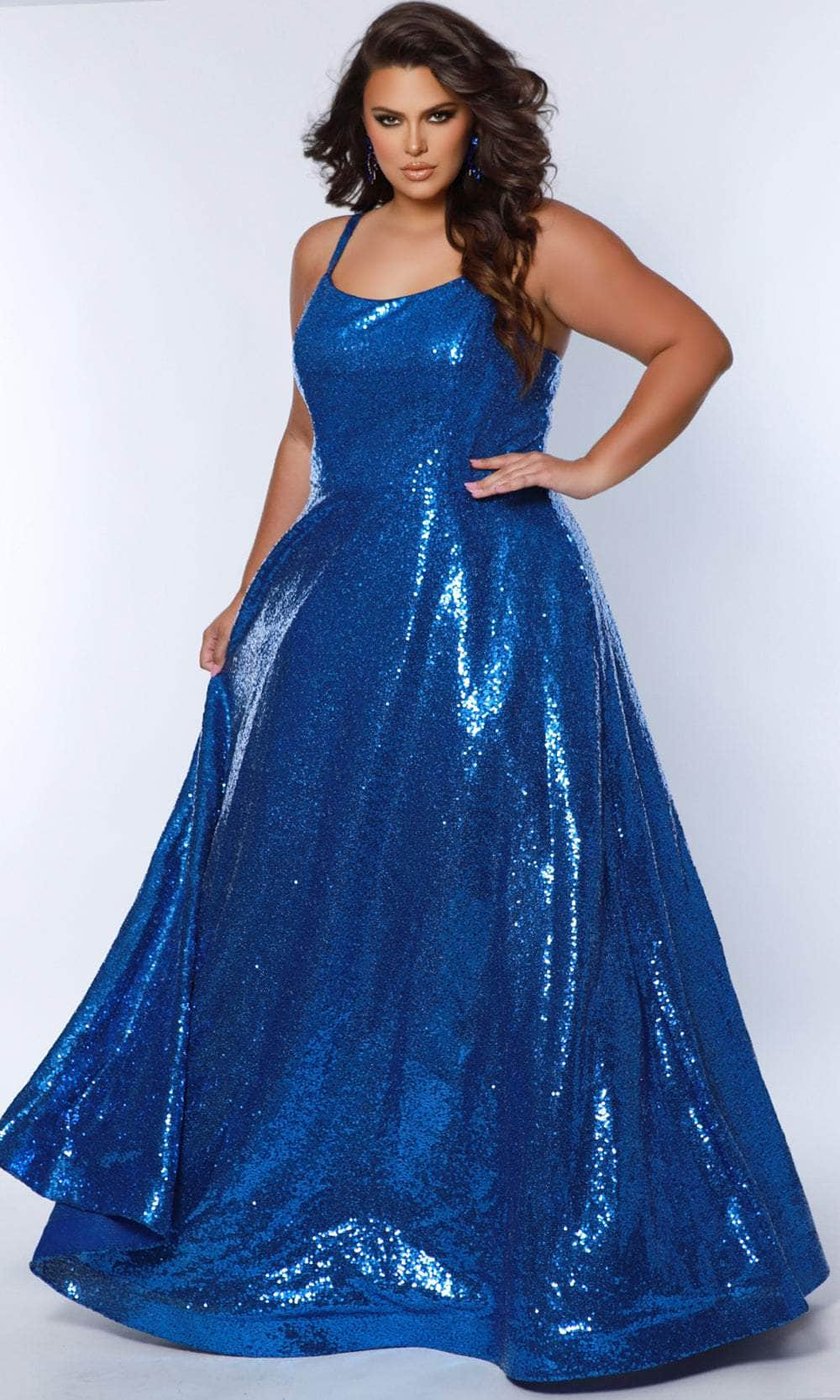 Image of Sydney's Closet SC7387 - Scoop Iridescent Sequin Prom Dress