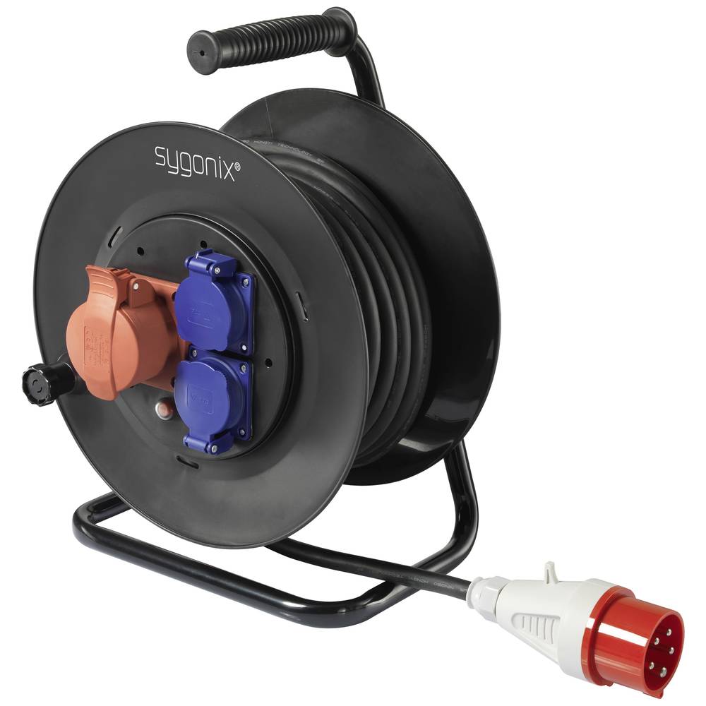 Image of Sygonix SY-5806894 Cable reel 25 m Black CEE plug (5-pin 16 A)