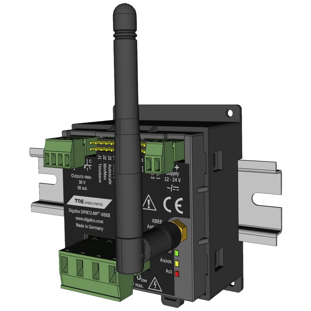 Image of TDE Instruments DPM72-MP+-XBEE-DIN DIN-rail mounted tester