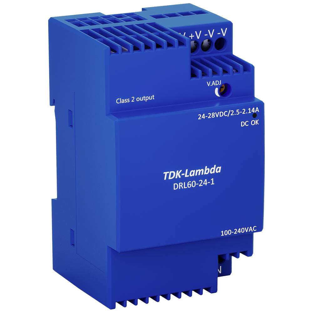 Image of TDK-Lambda DRL60-24-1 Rail mounted PSU (DIN) 24 V 25 A 60 W Content 1 pc(s)