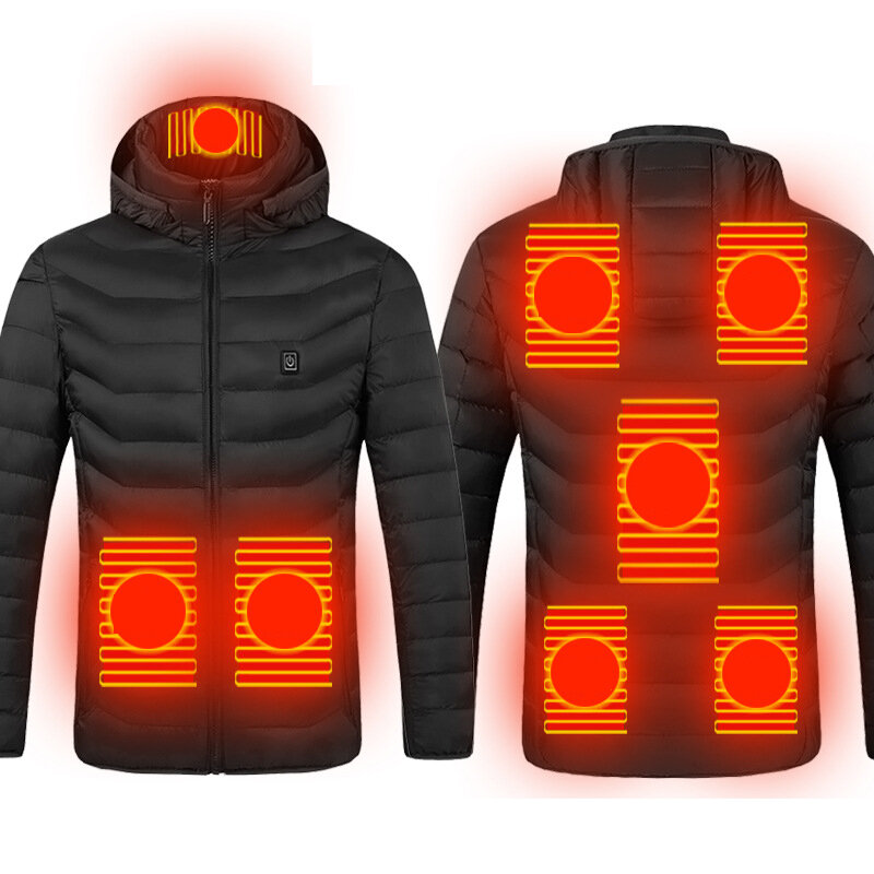Image of TENGOO 8-Areas USB Electric Heated Jacket Men Women Winter Heating Windbreaker Hiking Thermal Waterproof Jacket Coat For