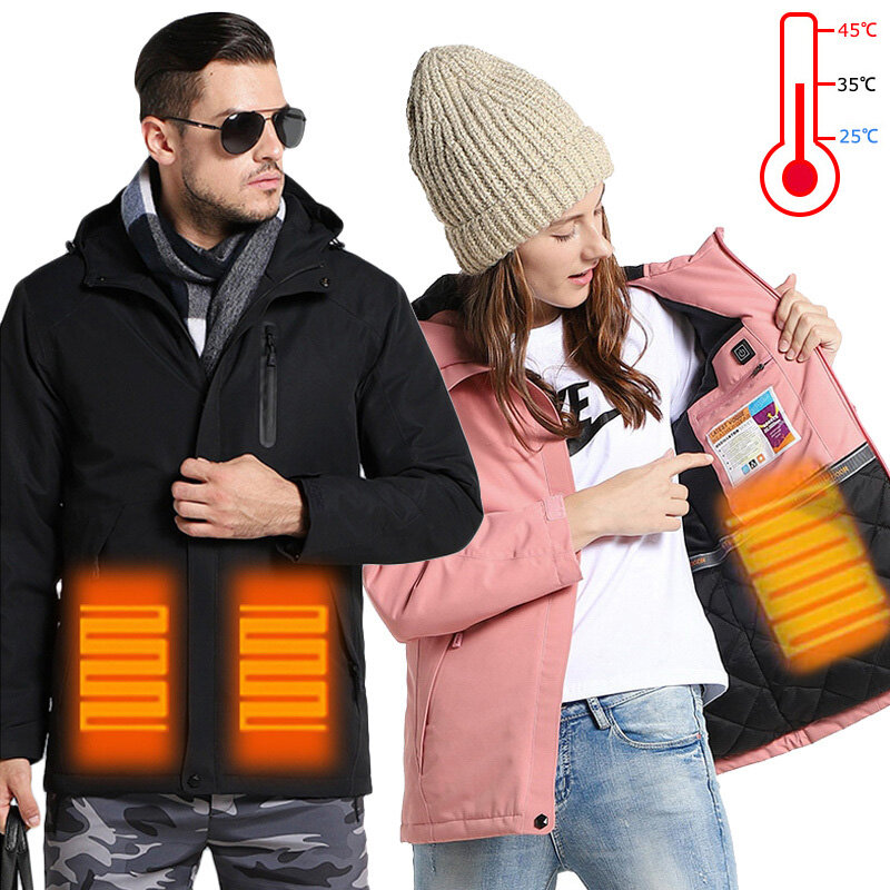 Image of TENGOO Men Smart Electric Jacket 3 Heating Zone 3 Modes USB Charging Thermal Clothes Washable Waterproof Winter Down Jac