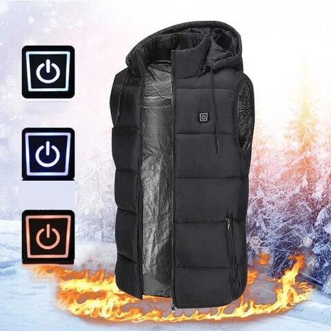 Image of TENGOO Unisex 3-Gears Heated Jackets USB Electric Thermal Clothing 2 Places Heating Winter Warm Vest Outdoor Heat Coat C