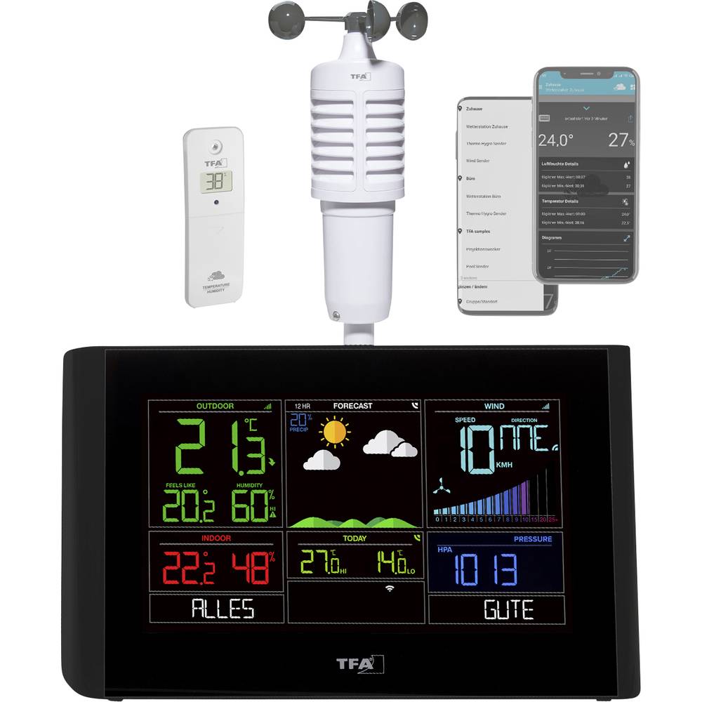 Image of TFA Dostmann VIEW BREEZE 35800101 Wi-Fi weather station Forecasts for 7 days (requires Wi-Fi) Max number of sensors