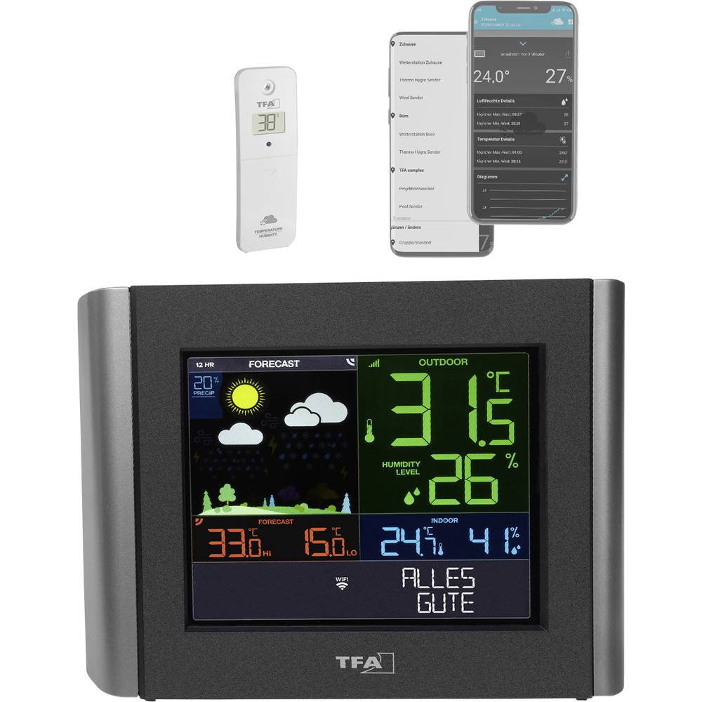 Image of TFA Dostmann VIEW METEO 35800001 Wi-Fi weather station Forecasts for 12 hours Max number of sensors 1