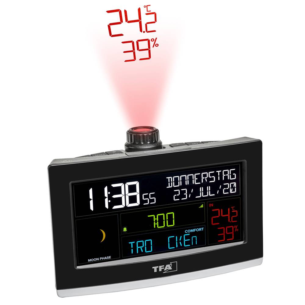 Image of TFA Dostmann VIEW SHOW 35800201 Quartz Wi-Fi desk clock Digital Black