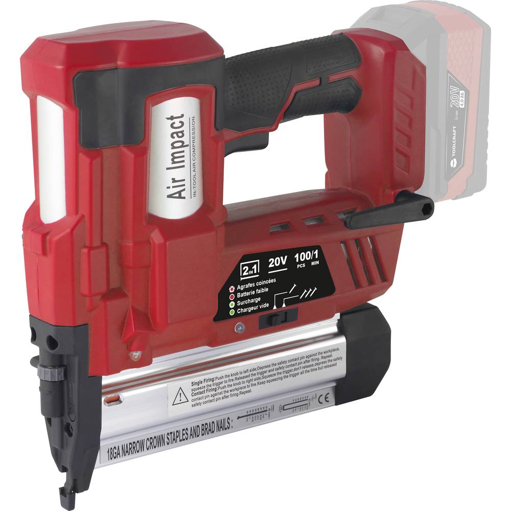 Image of TOOLCRAFT TO-7427298 Cordless nail gun incl work light w/o battery w/o charger
