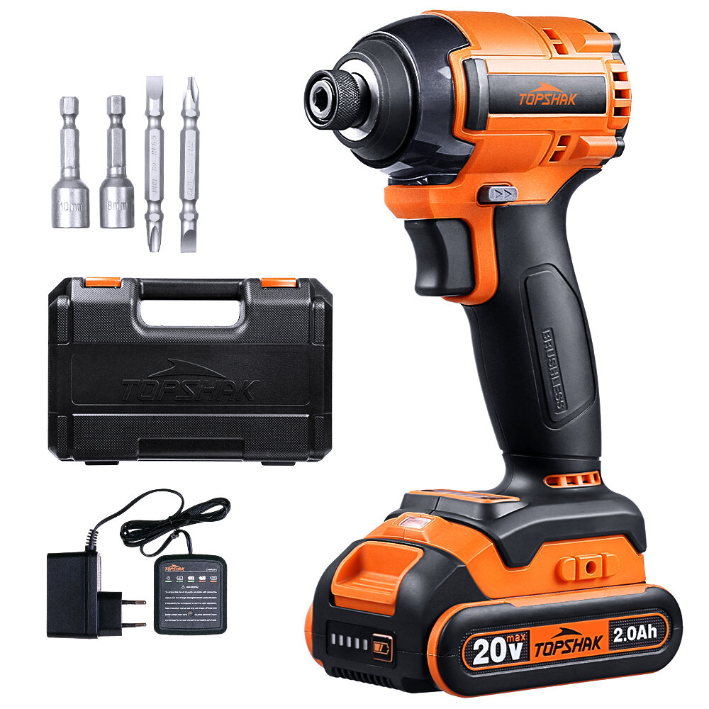 Image of TOPSHAK TS-ESD4 20V Electric Screwdriver Brushless Cordless Impact Driver LED Working Light Rechargeable Woodworking Mai
