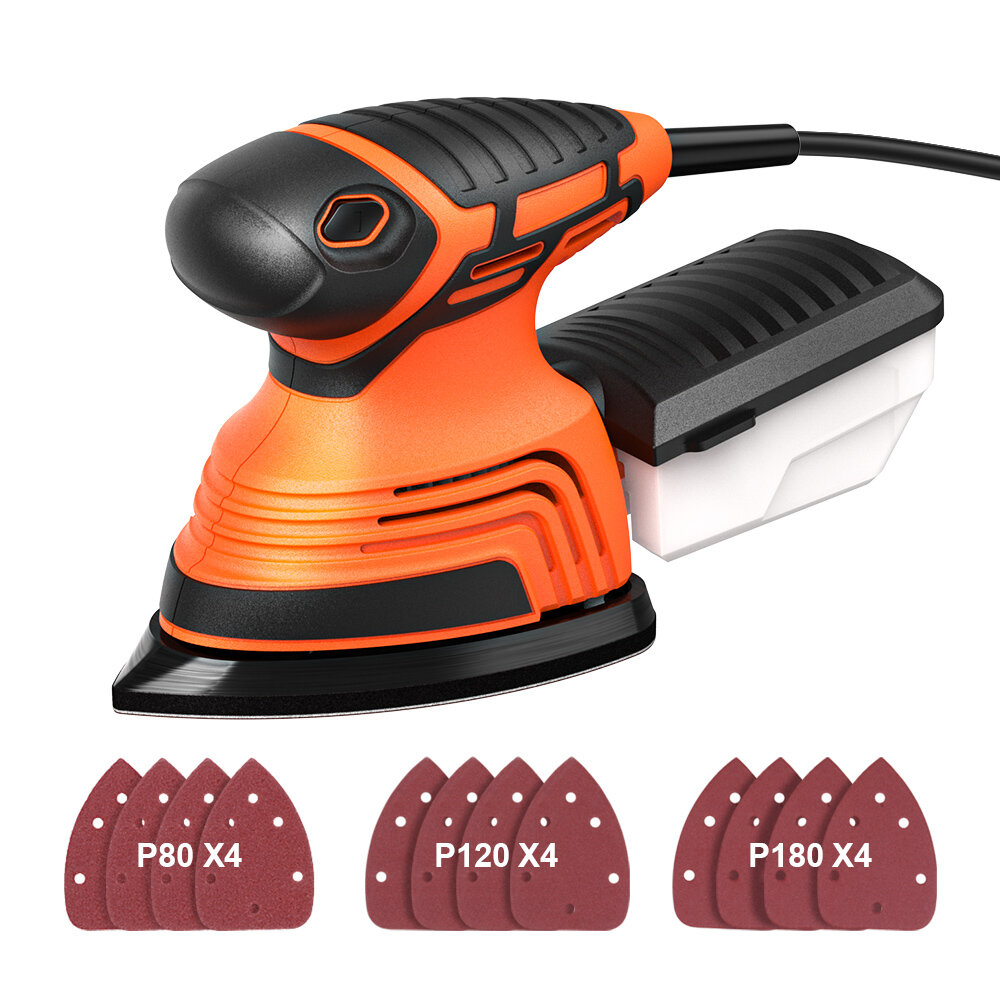 Image of TOPSHAK TS-SD2 130W Mouse Detail Sander Small Sander with 12Pcs Sandpapers Dust Collection Box Hand Sander EU/US Plug