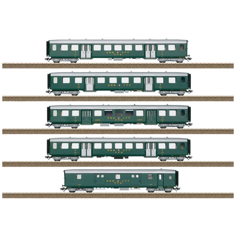 Image of TRIX H0 23134 H0 5er-Set Light steel wagon of SBB