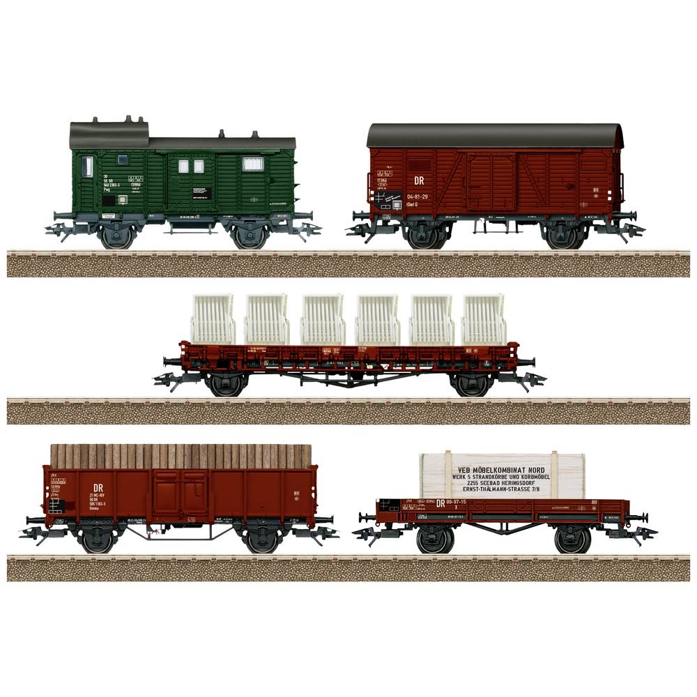 Image of TRIX H0 24075 H0 5er set goods wagon of DR