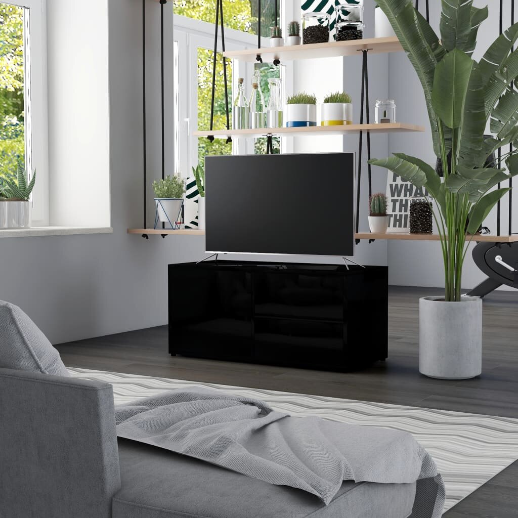 Image of TV Cabinet High Gloss Black 315"x134"x142" Chipboard