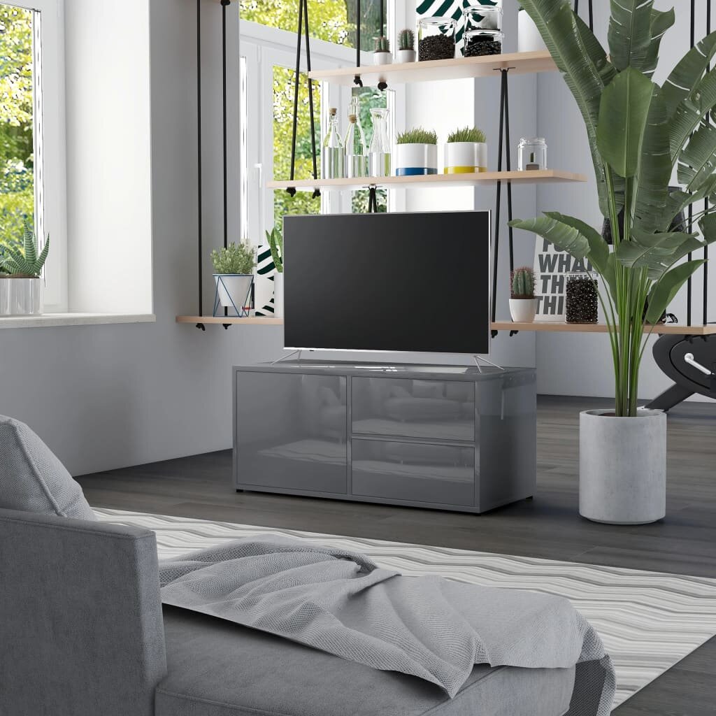 Image of TV Cabinet High Gloss Gray 315"x134"x142" Chipboard