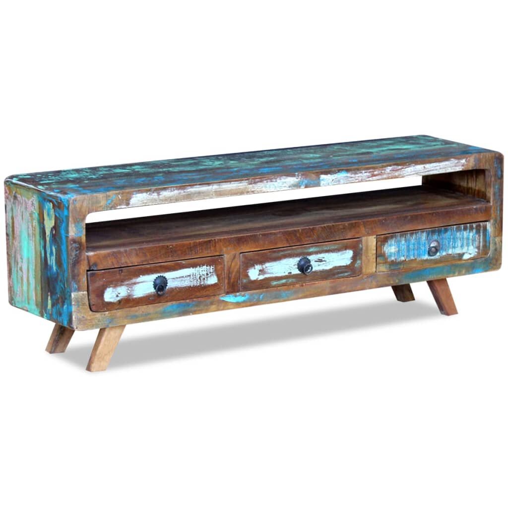 Image of TV Cabinet with 3 Drawers Solid Reclaimed Wood
