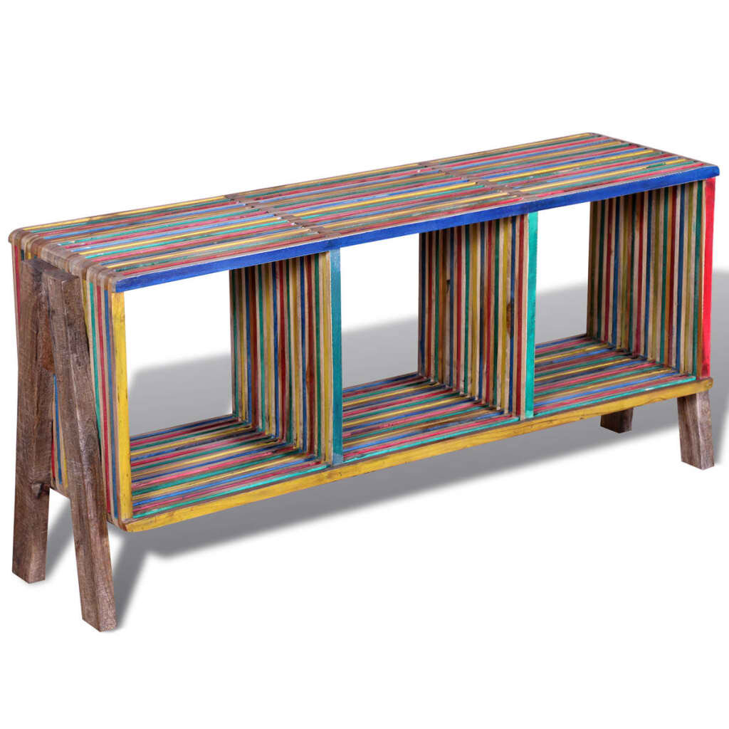 Image of TV Cabinet with 3 Shelves Stackable Reclaimed Teak Colorful