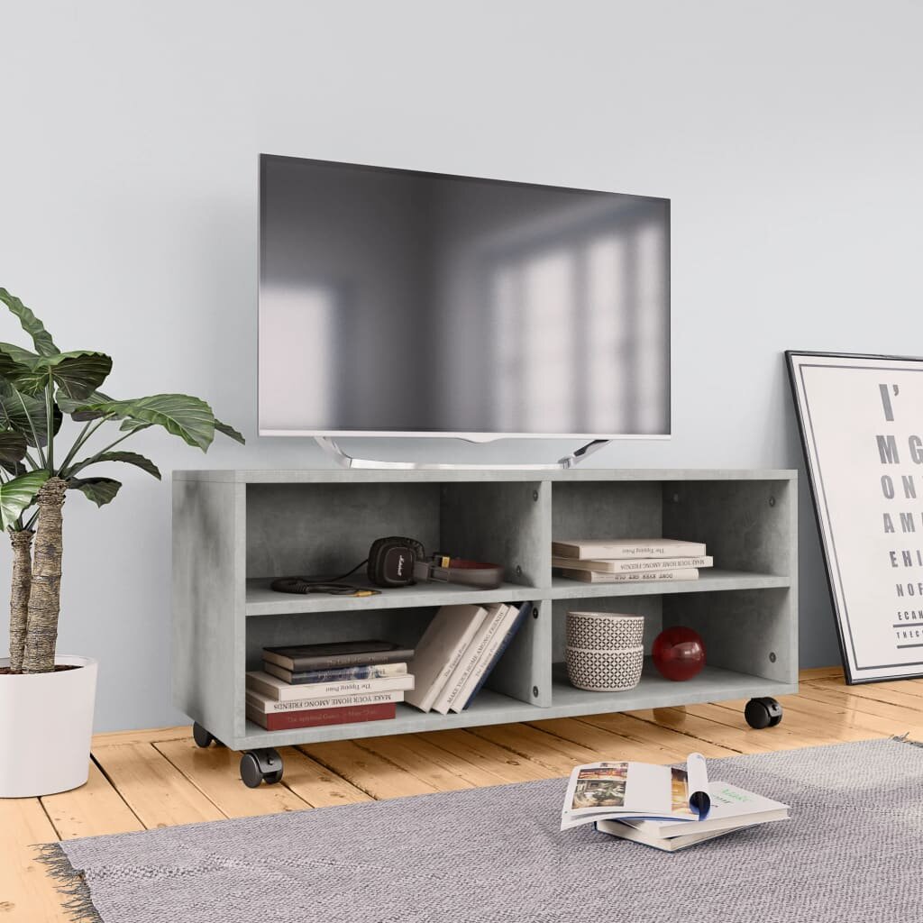 Image of TV Cabinet with Castors Concrete Gray 354"x138"x138" Chipboard