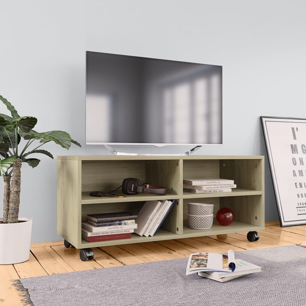 Image of TV Cabinet with Castors Sonoma Oak 354"x138"x138" Chipboard