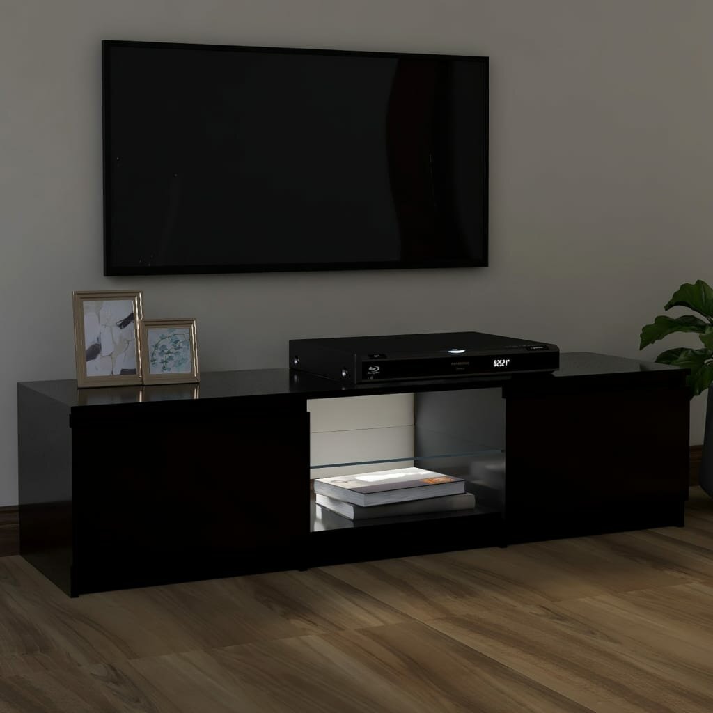 Image of TV Cabinet with LED Lights Black 472"x12"x14"