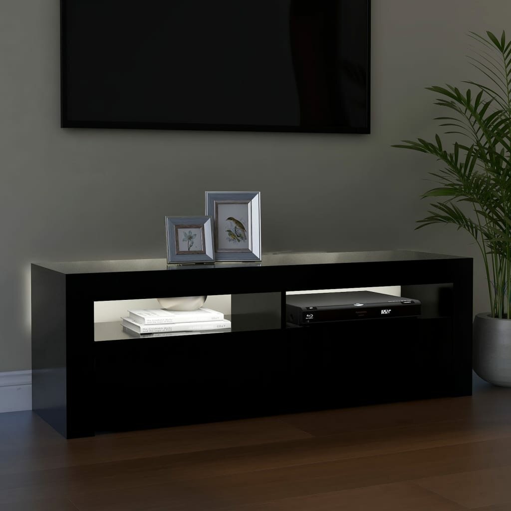 Image of TV Cabinet with LED Lights Black 472"x138"x157"