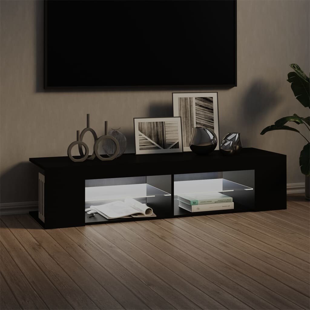 Image of TV Cabinet with LED Lights Black 531"x154"x118"