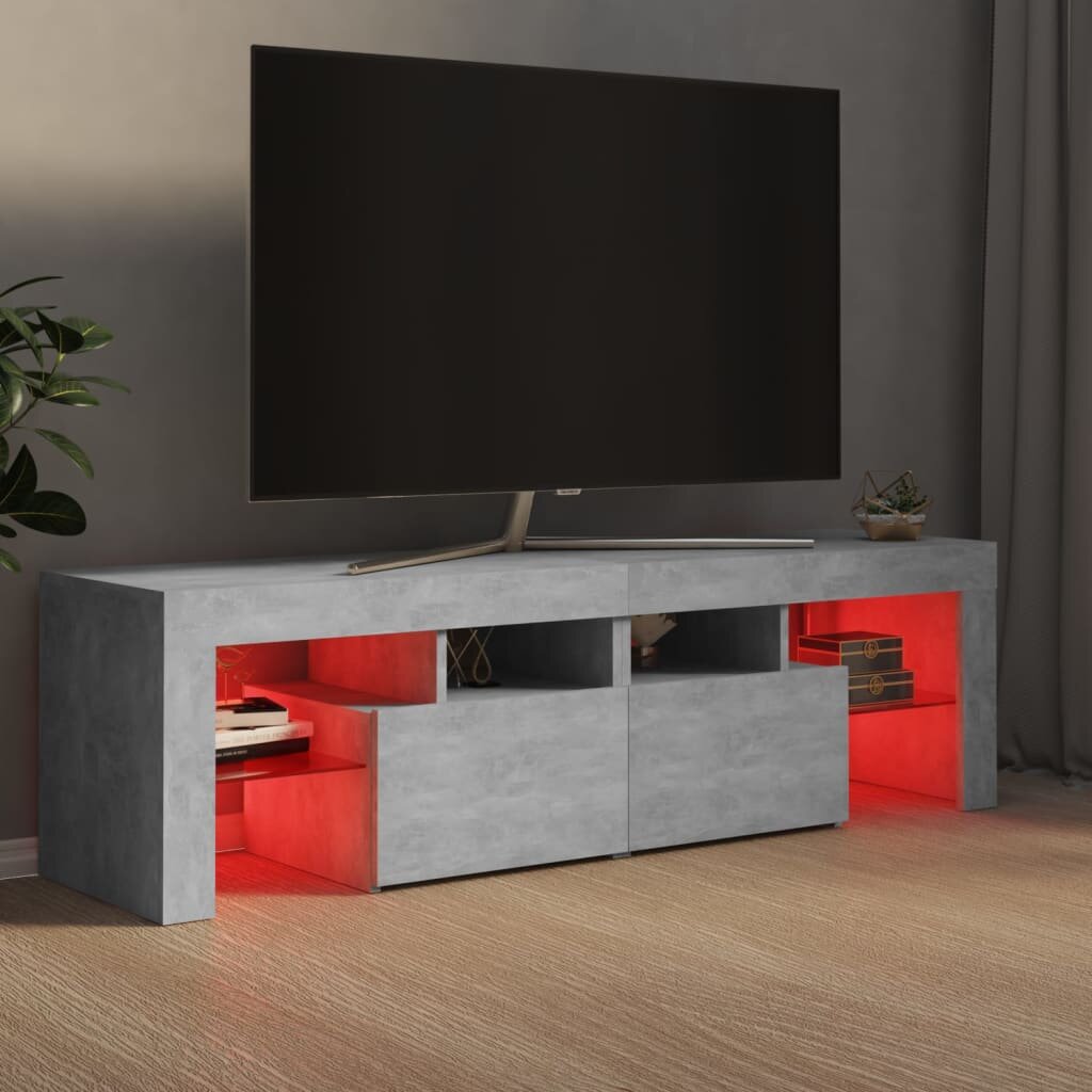 Image of TV Cabinet with LED Lights Concrete Gray 551"x138"x157"