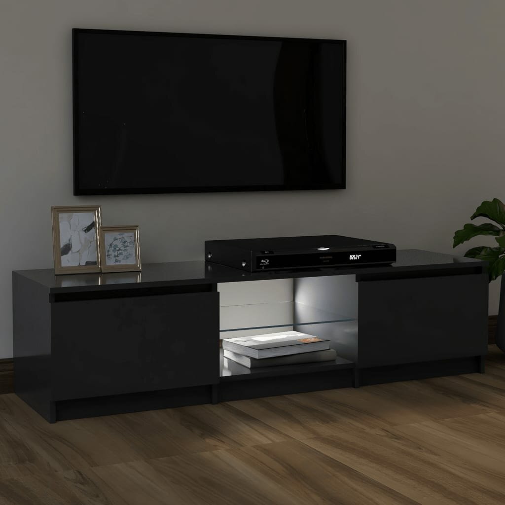 Image of TV Cabinet with LED Lights Gray 472"x12"x14"